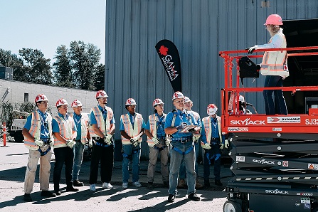 Crew of certified workers on site